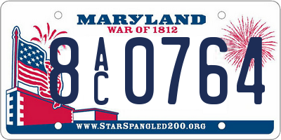 MD license plate 8AC0764
