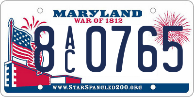 MD license plate 8AC0765