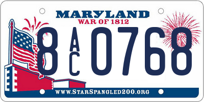 MD license plate 8AC0768