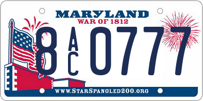 MD license plate 8AC0777