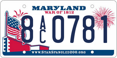 MD license plate 8AC0781