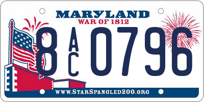 MD license plate 8AC0796