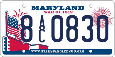 MD license plate 8AC0830