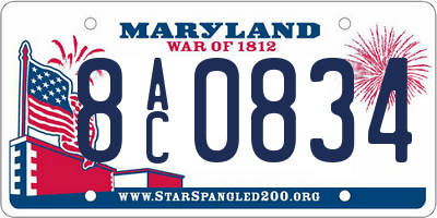 MD license plate 8AC0834