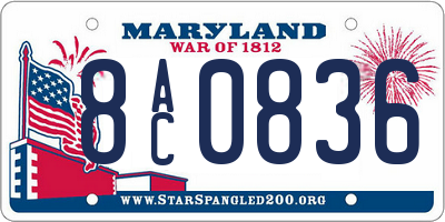 MD license plate 8AC0836