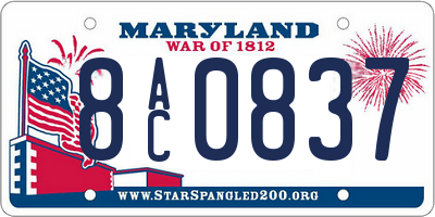 MD license plate 8AC0837