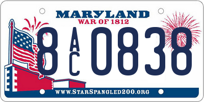 MD license plate 8AC0838