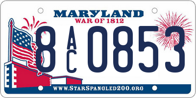 MD license plate 8AC0853