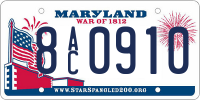 MD license plate 8AC0910