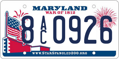 MD license plate 8AC0926