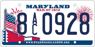MD license plate 8AC0928