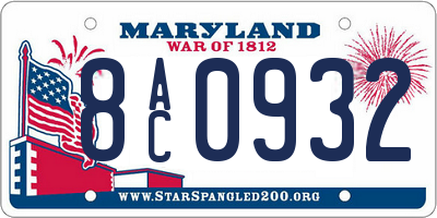 MD license plate 8AC0932