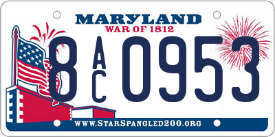 MD license plate 8AC0953