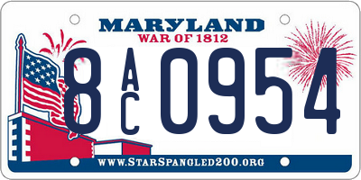 MD license plate 8AC0954