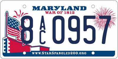 MD license plate 8AC0957