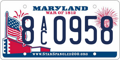 MD license plate 8AC0958