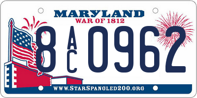 MD license plate 8AC0962