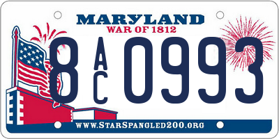 MD license plate 8AC0993