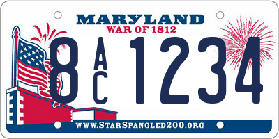 MD license plate 8AC1234
