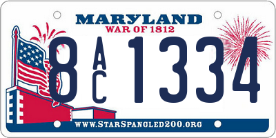 MD license plate 8AC1334