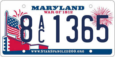 MD license plate 8AC1365
