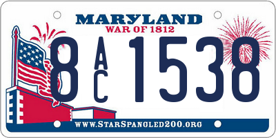 MD license plate 8AC1538