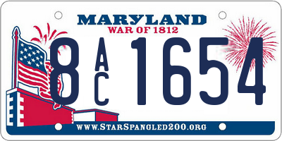 MD license plate 8AC1654
