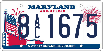 MD license plate 8AC1675