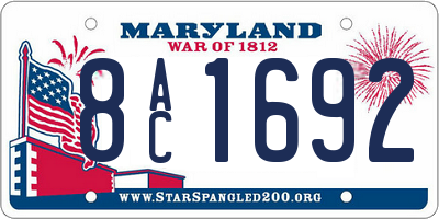 MD license plate 8AC1692
