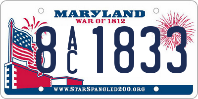 MD license plate 8AC1833