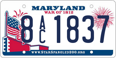 MD license plate 8AC1837