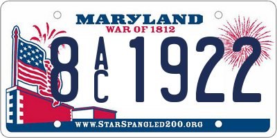 MD license plate 8AC1922