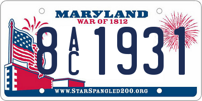 MD license plate 8AC1931