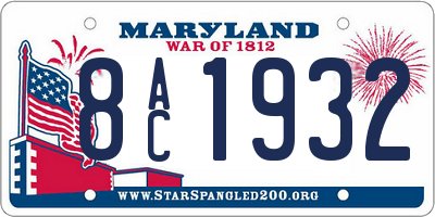 MD license plate 8AC1932