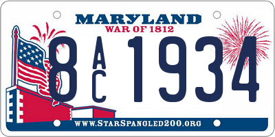 MD license plate 8AC1934