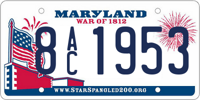 MD license plate 8AC1953