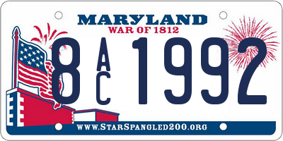 MD license plate 8AC1992
