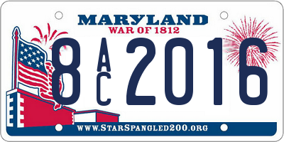 MD license plate 8AC2016