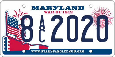 MD license plate 8AC2020