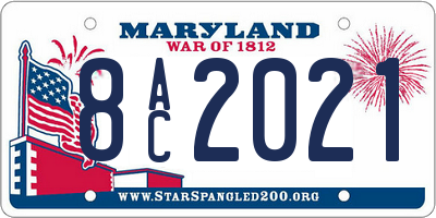 MD license plate 8AC2021