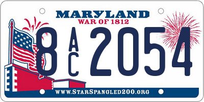 MD license plate 8AC2054