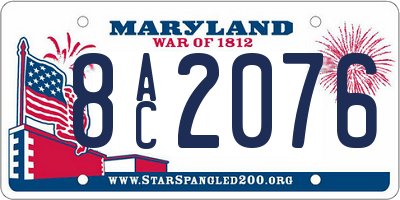 MD license plate 8AC2076