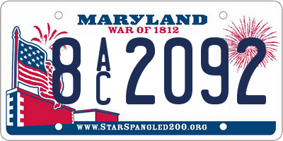 MD license plate 8AC2092