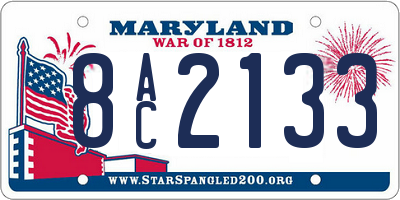 MD license plate 8AC2133