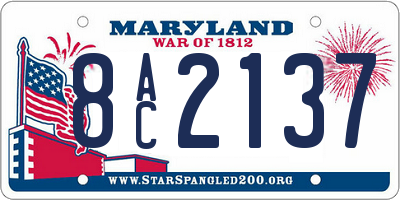 MD license plate 8AC2137