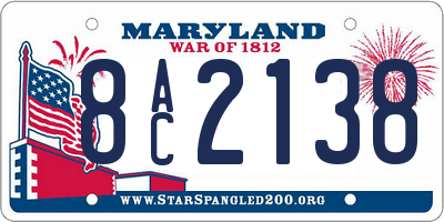 MD license plate 8AC2138
