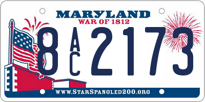 MD license plate 8AC2173