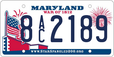 MD license plate 8AC2189