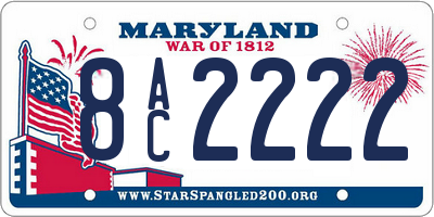 MD license plate 8AC2222