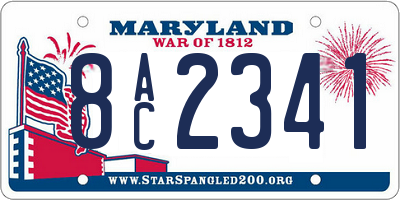 MD license plate 8AC2341